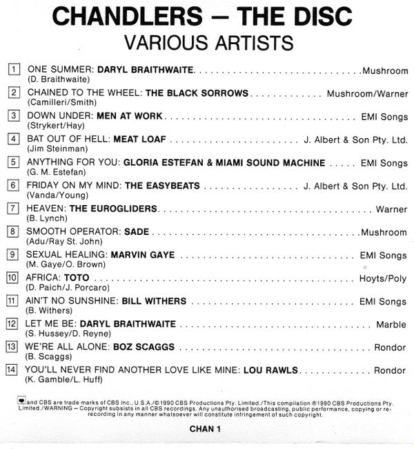 Various : Chandlers - The Disc (CD, Comp, Promo)