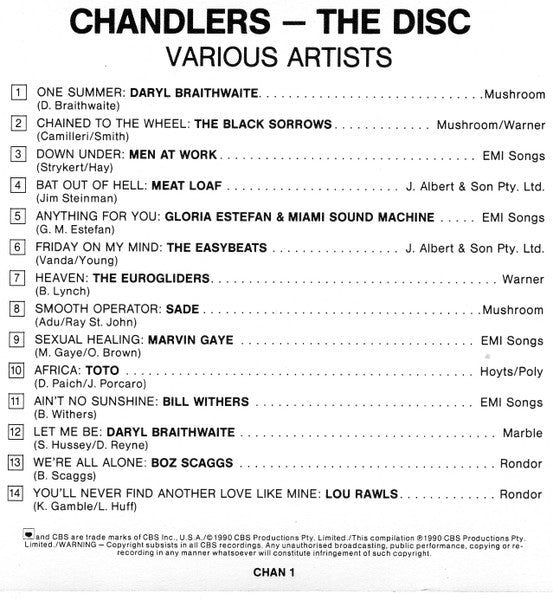 Various : Chandlers - The Disc (CD, Comp, Promo)
