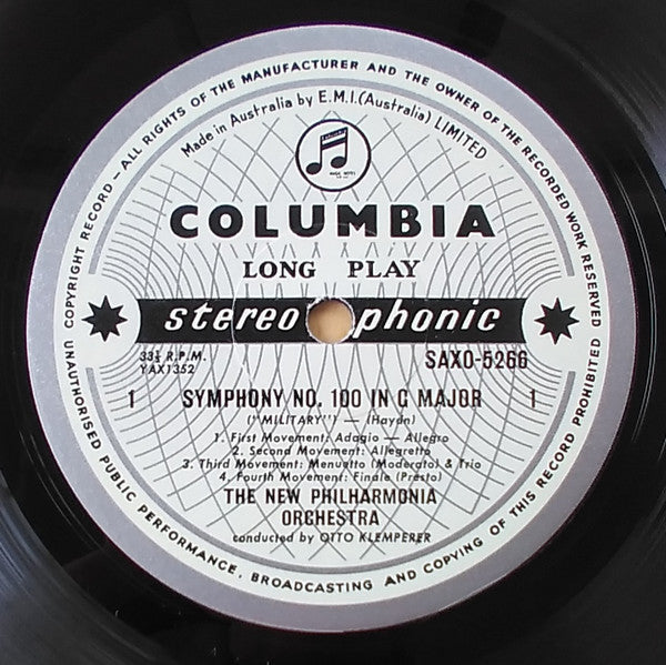 Haydn* - Otto Klemperer, The New Philharmonia Orchestra* : Symphony No. 100 In G ("Military") / Symphony No. 102 In B Flat (LP, Album)