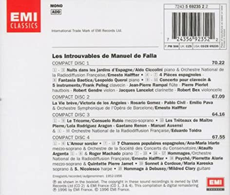 Manuel De Falla : Les Introuvables (4xCD, Comp, Mono + Box)