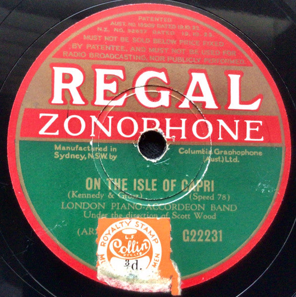 London Piano-Accordeon Band Under The Direction Of George Scott Wood : You Were So Charming / On The Isle Of Capri (Shellac, 10")