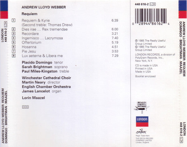 Andrew Lloyd Webber - Placido Domingo, Sarah Brightman, Lorin Maazel : Requiem (CD, Album, RE)
