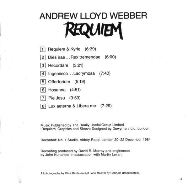 Andrew Lloyd Webber - Placido Domingo, Sarah Brightman, Lorin Maazel : Requiem (CD, Album, RE)
