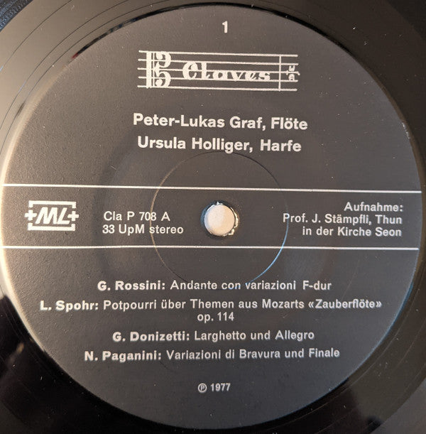 Peter-Lukas Graf, Ursula Holliger : Werke Für Flöte Und Harfe (LP, RE, Gat)
