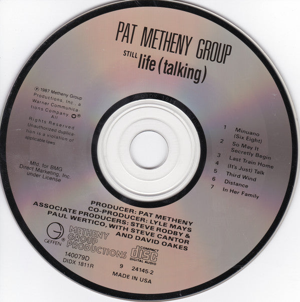 Buy Pat Metheny Group : Still Life (Talking) (CD, Album, Club, BMG) Online  for a great price – Glitter Records