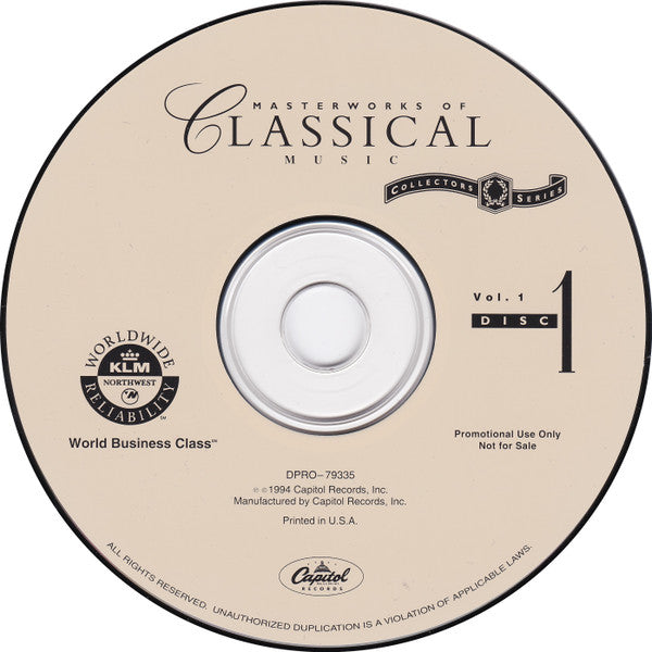 Various : Masterworks Of Classical Music (Volume 1, Disc 1) (CD, Comp, Promo)