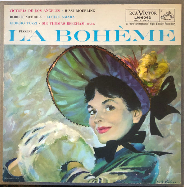Puccini* - Victoria De Los Angeles, Jussi Bjoerling*, Robert Merrill, Lucine Amara, Giorgio Tozzi, Sir Thomas Beecham, Bart.* : La Bohème (2xLP, Mono + Box, Album)