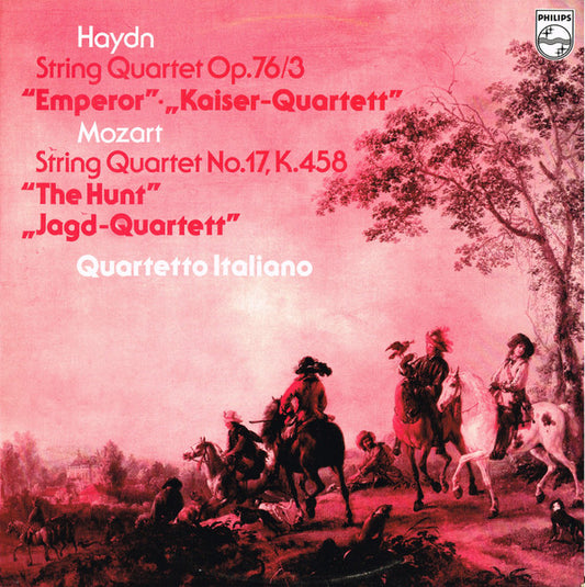 Haydn*, Mozart*, Quartetto Italiano : String Quartet Op. 76/3 "Emperor" / String Quartet No. 17, K. 458 "The Hunt" (LP, Album, Club)
