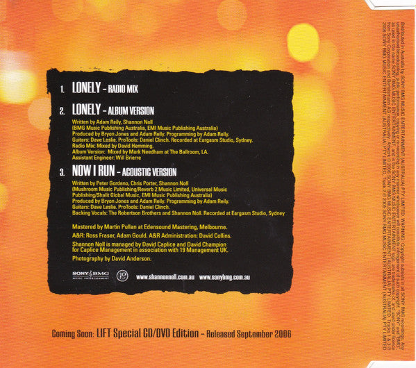 Shannon Noll : Lonely (CD, Single)