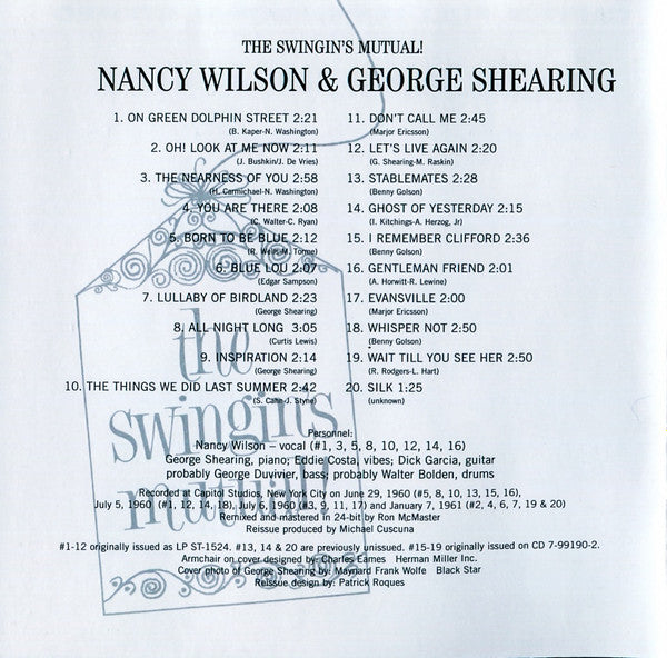 The George Shearing Quintet With Nancy Wilson : The Swingin's Mutual! (CD, Album, RE, RM)