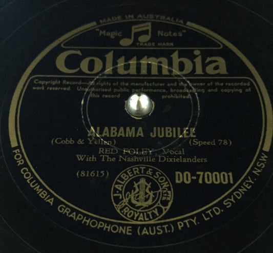Red Foley With The Nashville Dixielanders : Alabama Jubilee / Don't Let The Stars Get In Your Eyes (Shellac, 10")