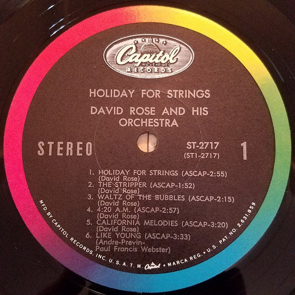 David Rose And His Orchestra* : Holiday For Strings (LP)