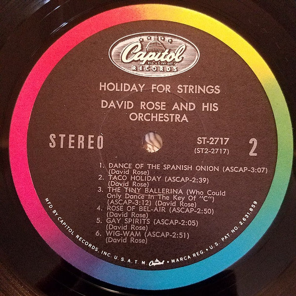 David Rose And His Orchestra* : Holiday For Strings (LP)
