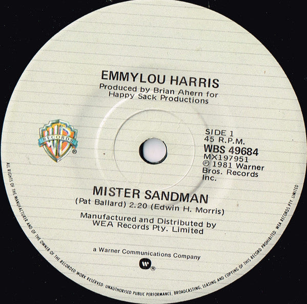 Emmylou Harris : Mister Sandman (7", Single)