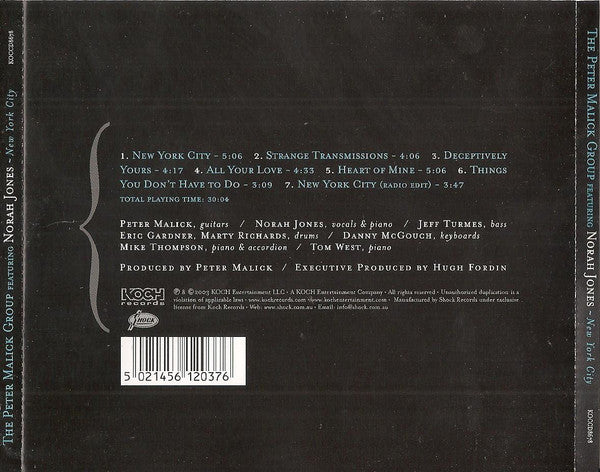 The Peter Malick Group Featuring Norah Jones : New York City (CD, Album)