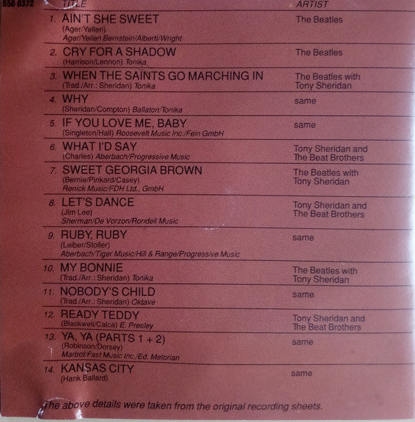 The Beatles / The Beatles With Tony Sheridan / Tony Sheridan And The Beat Brothers : The Early Tapes Of (CD, Comp, RE)