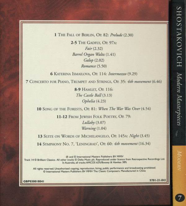 Shostakovich* : Modern Masterpieces (CD, Comp, Har)