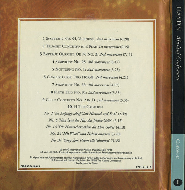 Joseph Haydn : Musical Craftsman (CD, Comp, Har)