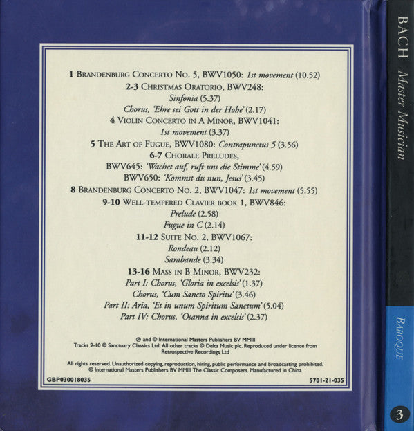 Johann Sebastian Bach : Master Musician (CD, Comp, Har)