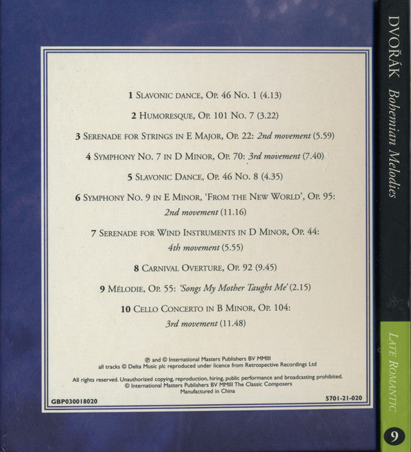 Dvořák* : Bohemian Melodies (CD, Comp, Har)