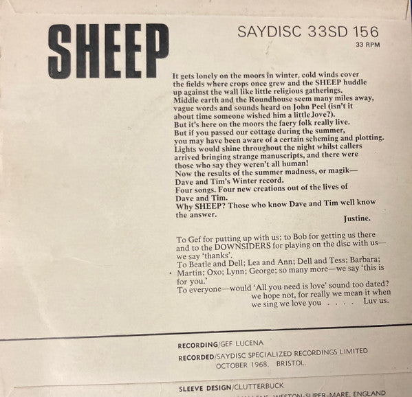 Dave Mudge + Tim Clutterbuck with  The Downsiders (3) : Sheep (7", EP)
