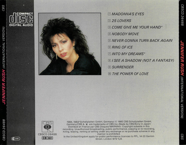 Jennifer Rush : Jennifer Rush (International Version) (CD, Album, Pre)