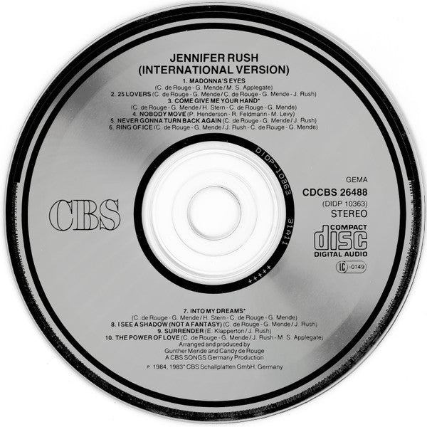 Jennifer Rush : Jennifer Rush (International Version) (CD, Album, Pre)