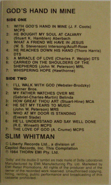 Slim Whitman : God's Hand In Mine (Cass)