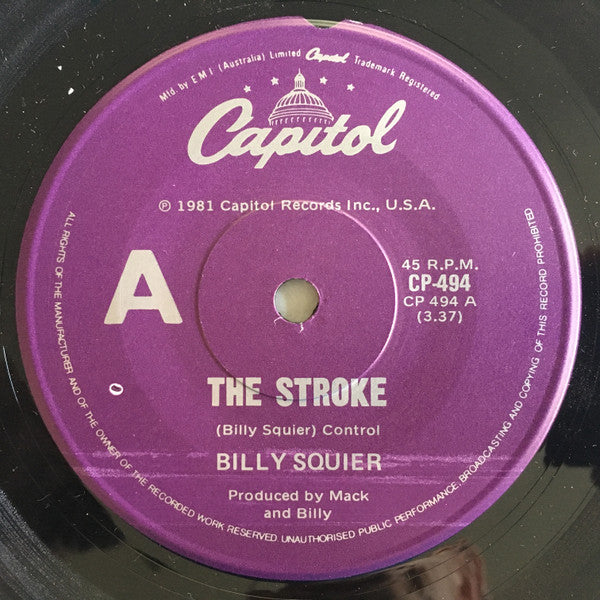 Billy Squier : The Stroke (7")