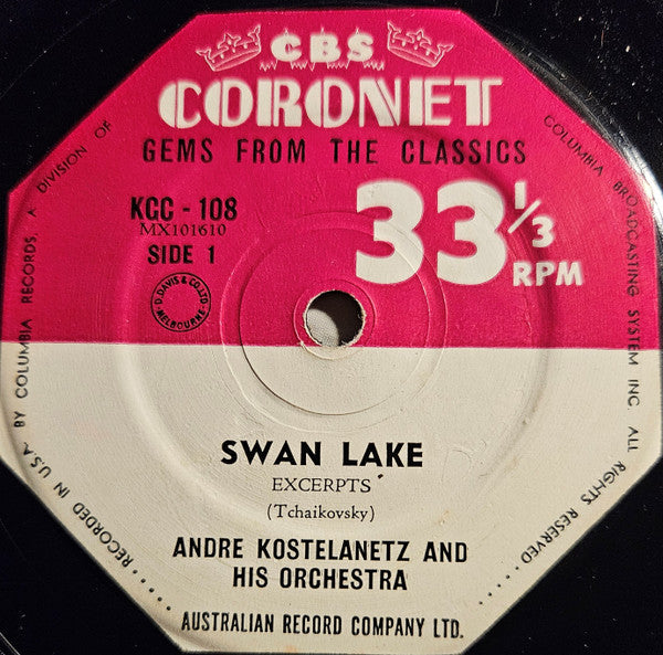 André Kostelanetz And His Orchestra : Swan Lake Excerpts Tchaikovsky (7", EP)