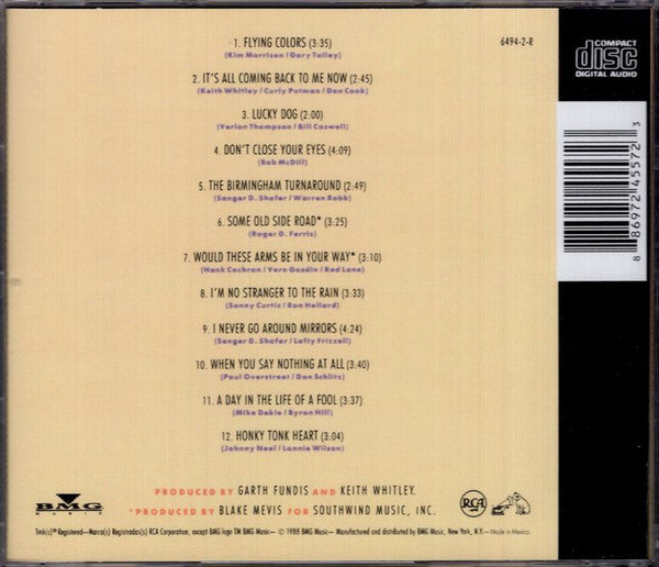 Keith Whitley : Don't Close Your Eyes (CD, Album, RE)