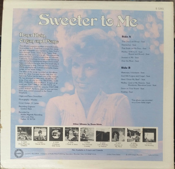 Dona Klein : Sweeter To Me (LP, Album)