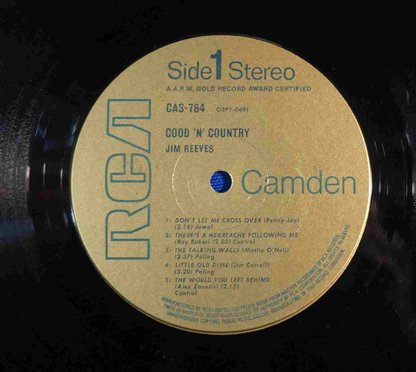 Jim Reeves : Good 'N' Country (LP, Album, RE)