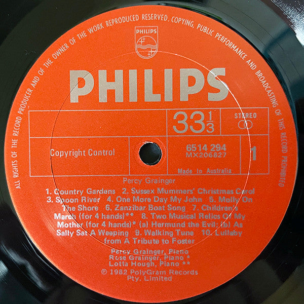 Percy Grainger : Grainger Plays Grainger (LP, Comp)