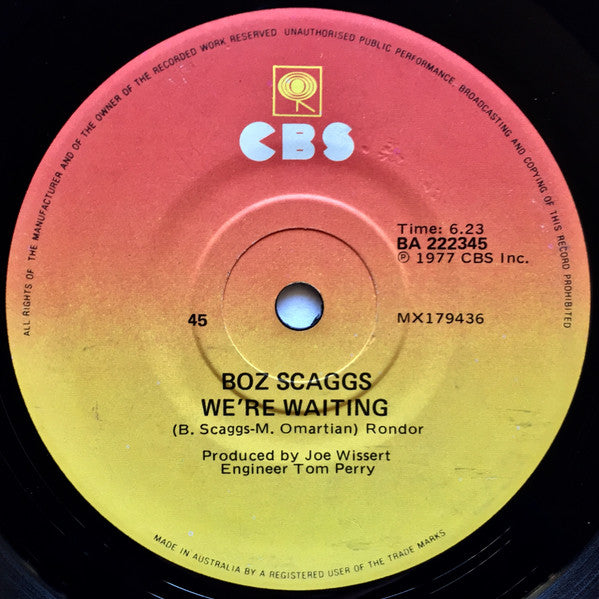 Boz Scaggs : Hard Times (7", Single)