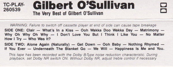 Gilbert O'Sullivan : The Very Best Of Gilbert O'Sullivan (Cass, Comp)