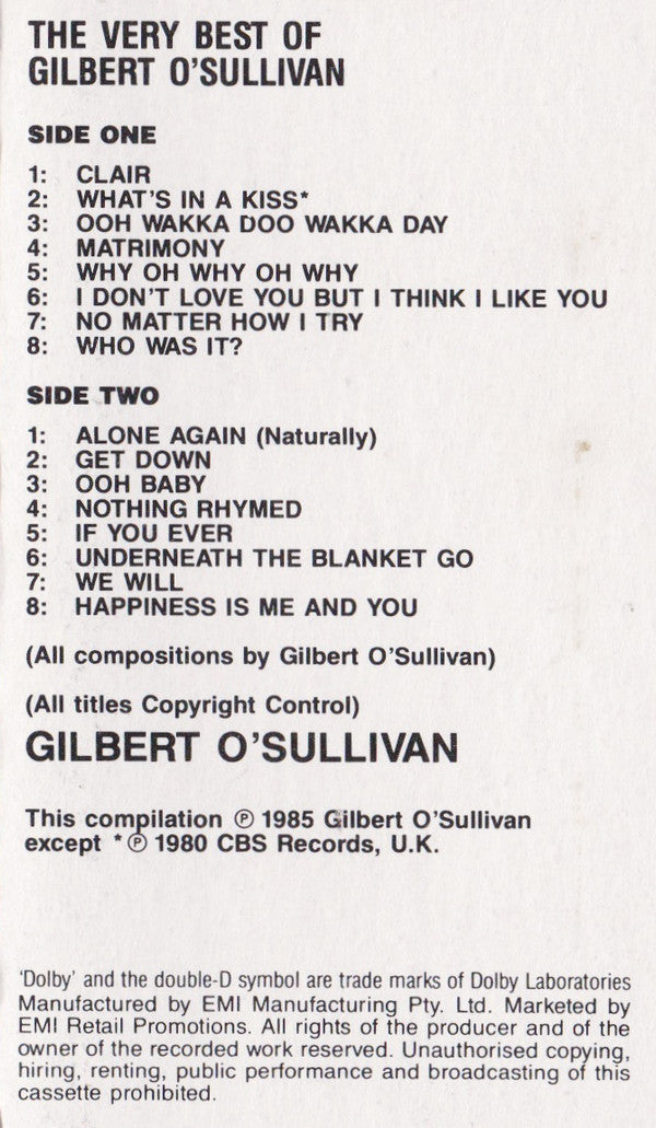 Gilbert O'Sullivan : The Very Best Of Gilbert O'Sullivan (Cass, Comp)