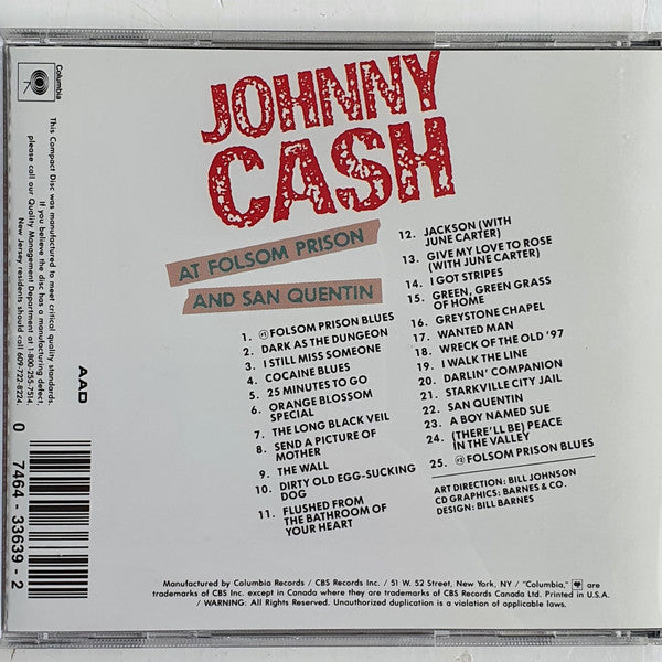Johnny Cash : Johnny Cash At Folsom Prison And San Quentin (CD, Comp, RE)