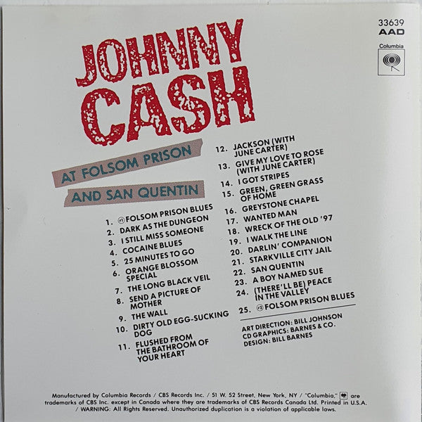 Johnny Cash : Johnny Cash At Folsom Prison And San Quentin (CD, Comp, RE)