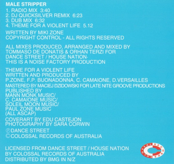 Paul Zone & A Violent Life : Male Stripper '96 (CD, Maxi)