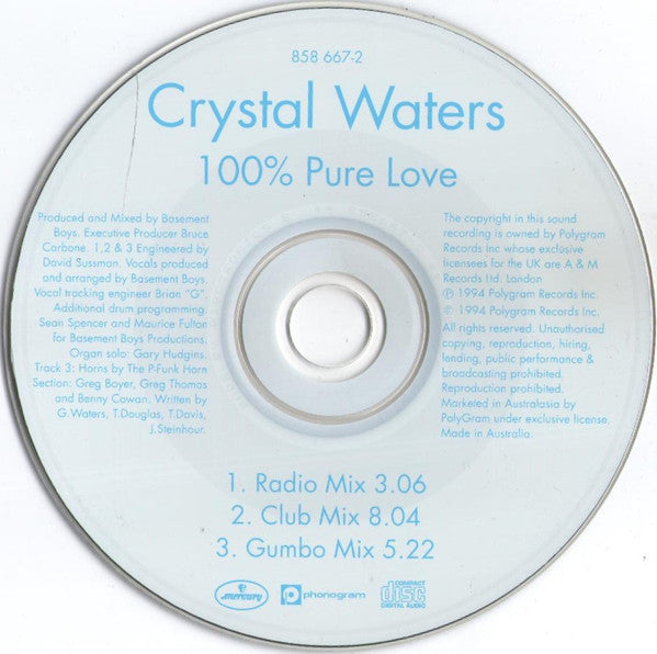 Crystal Waters : 100% Pure Love (CD, Maxi, Car)