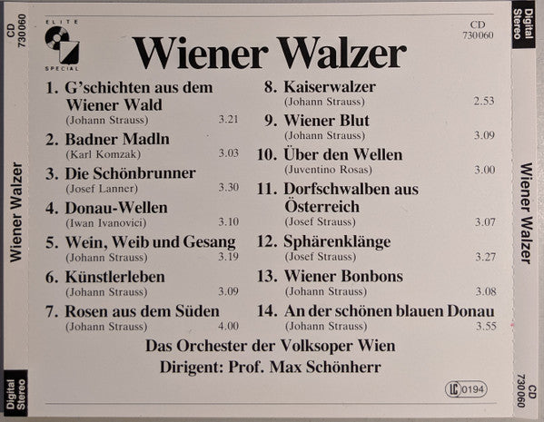 Wiener Volksopernorchester , Dirigent Max Schönherr : Wiener Walzer (CD)
