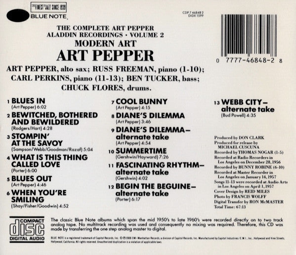 Art Pepper Quartet : Modern Art (CD, Album, RE)