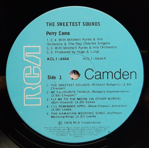 Perry Como : The Sweetest Sounds (LP, Album, RE, RM)