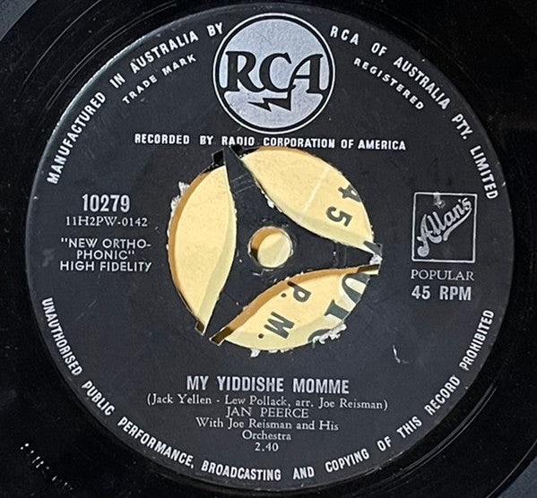 Jan Peerce : Wonderful! Wonderful! / My Yiddishe Momme (7")