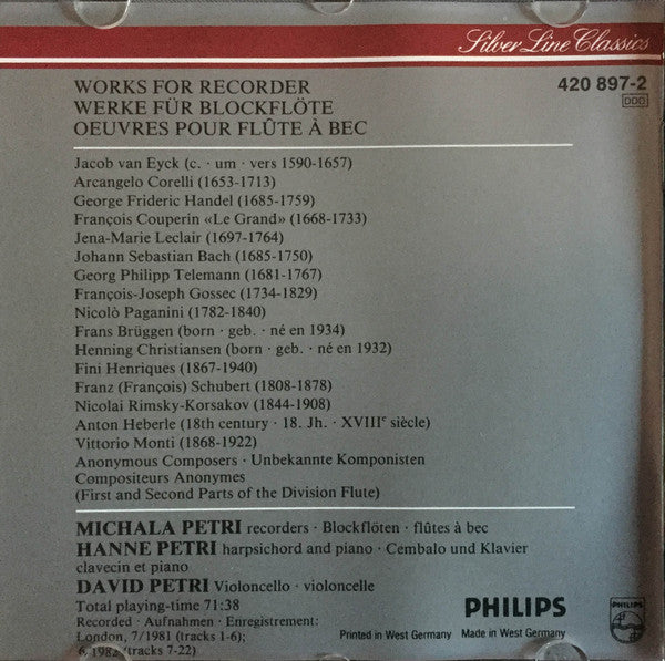 Michala Petri, Corelli*, Bach*, Paganini*, Rimsky-Korsakov* : Greensleeves (CD, PDO)