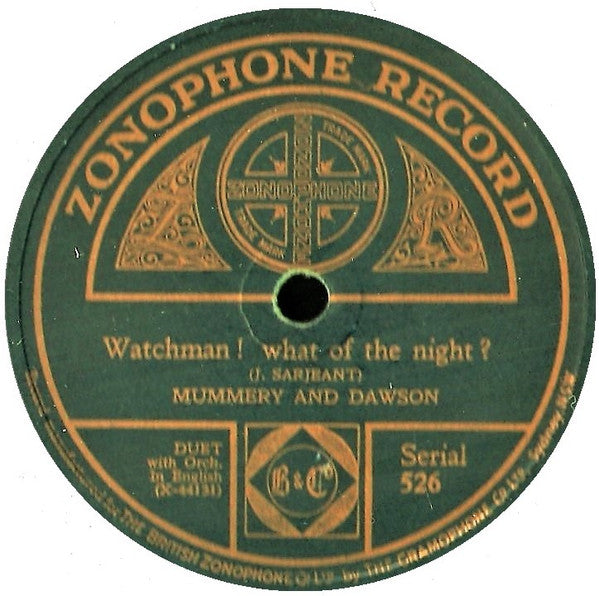 Dawson* And Mummery* : The Lost Chord / Watchman! What Of The Night? (Shellac, 10")