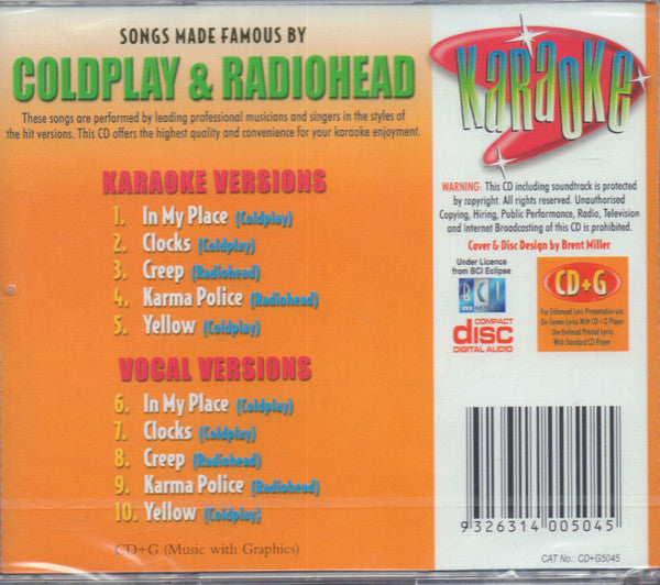 Unknown Artist : Karaoke Songs Made Famous By Coldplay & Radiohead (CD, Album)