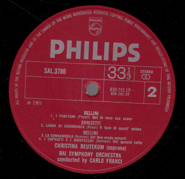 Cristina Deutekom / Giuseppe Verdi, Vincenzo Bellini, Gaetano Donizetti, Orchestra Sinfonica Di Roma Della RAI : Opera Arias (LP)