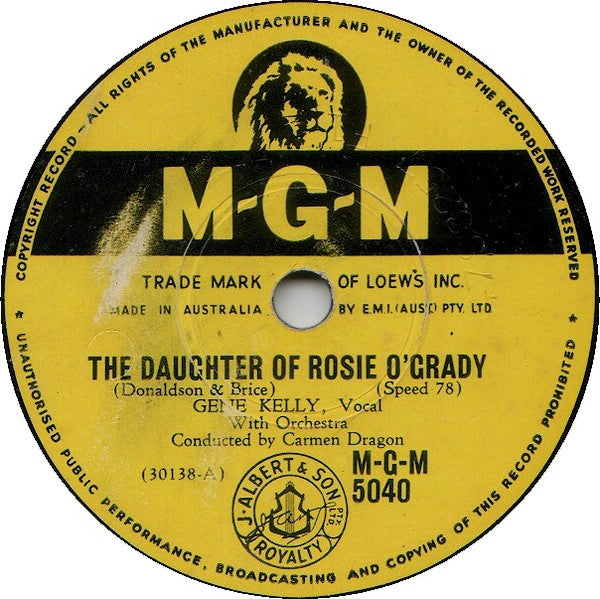 Gene Kelly : The Daughter Of Rosie O'Grady / Ida! Sweet As Apple Cider (Shellac, 10")